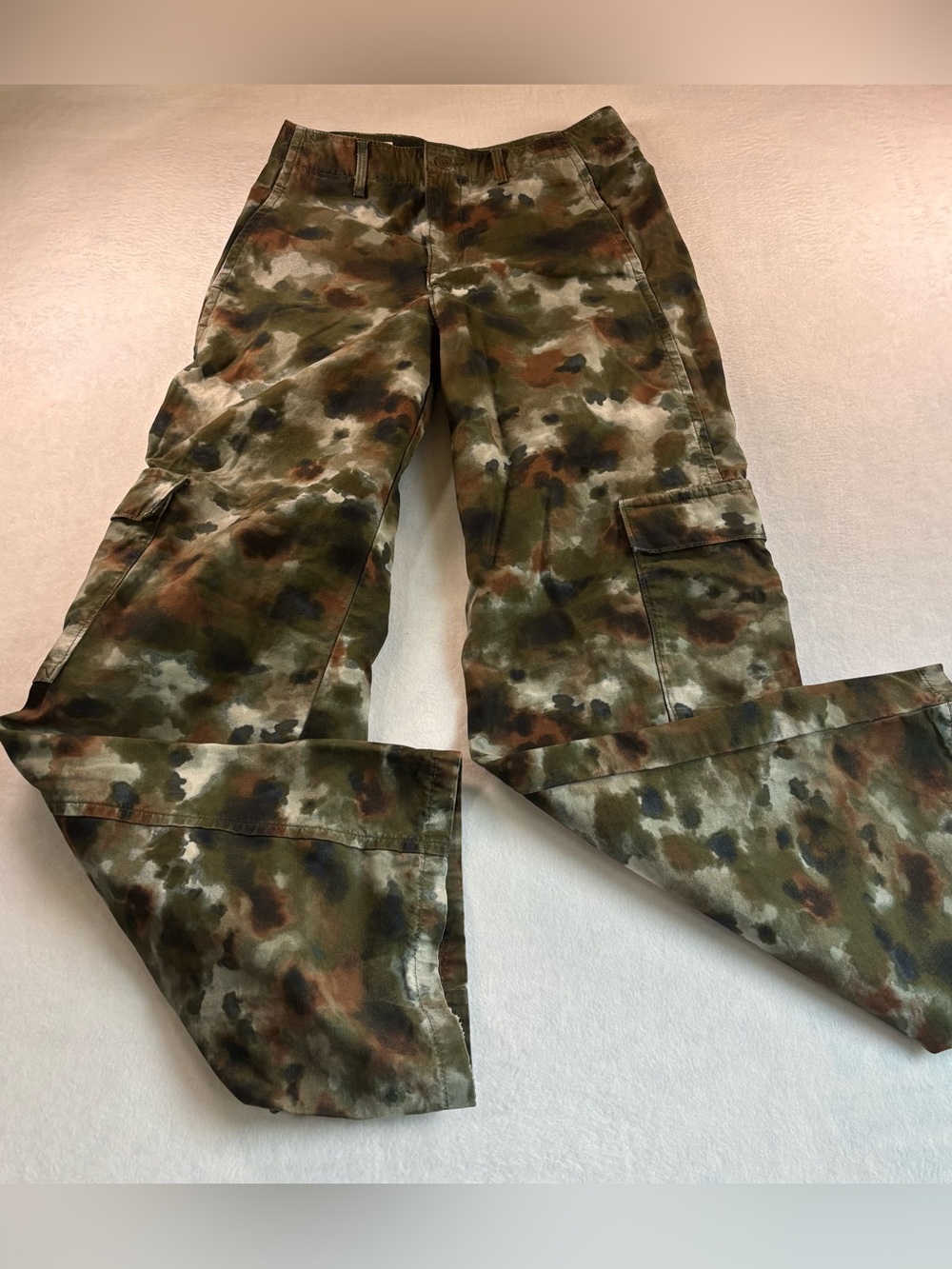 Levi's Wide Leg Cargo Jumpsuit Pants in Green/Brown Camo